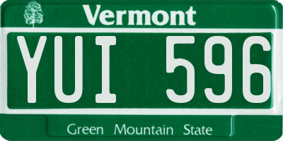 VT license plate YUI596