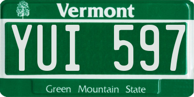 VT license plate YUI597