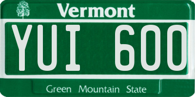 VT license plate YUI600