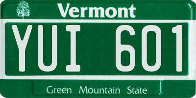 VT license plate YUI601