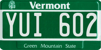 VT license plate YUI602