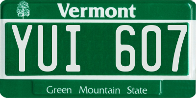 VT license plate YUI607