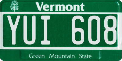 VT license plate YUI608
