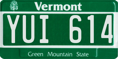 VT license plate YUI614