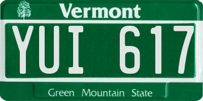 VT license plate YUI617