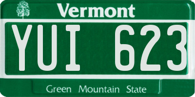 VT license plate YUI623
