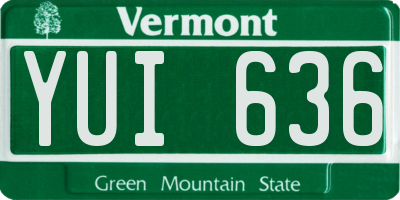 VT license plate YUI636