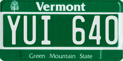 VT license plate YUI640