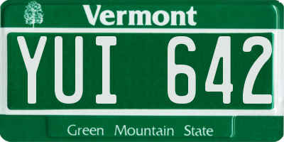 VT license plate YUI642