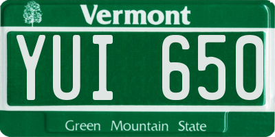 VT license plate YUI650