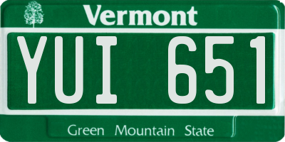 VT license plate YUI651