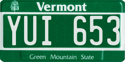 VT license plate YUI653