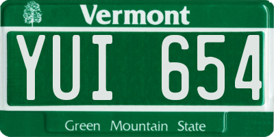VT license plate YUI654