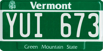 VT license plate YUI673