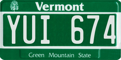 VT license plate YUI674