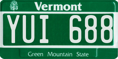 VT license plate YUI688