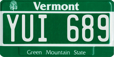 VT license plate YUI689