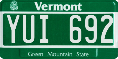VT license plate YUI692