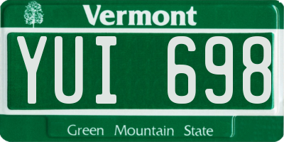 VT license plate YUI698