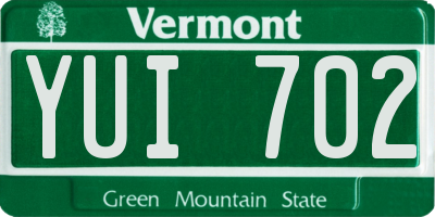 VT license plate YUI702