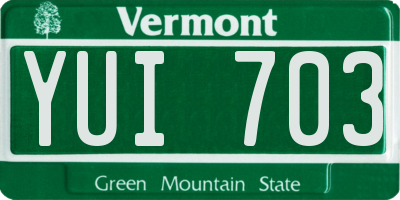 VT license plate YUI703