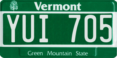 VT license plate YUI705