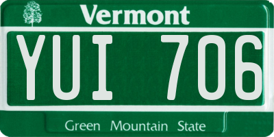 VT license plate YUI706