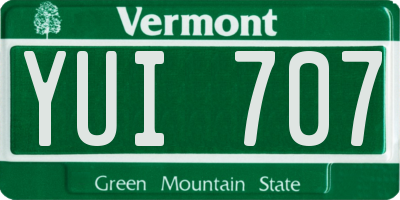 VT license plate YUI707