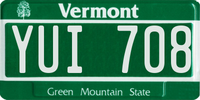 VT license plate YUI708