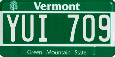 VT license plate YUI709