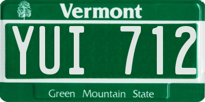 VT license plate YUI712