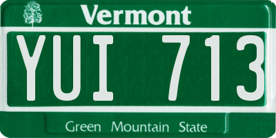 VT license plate YUI713