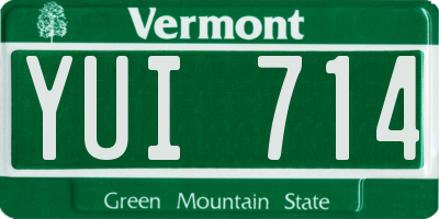 VT license plate YUI714