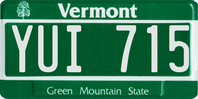 VT license plate YUI715