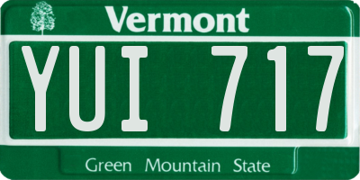 VT license plate YUI717
