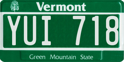 VT license plate YUI718