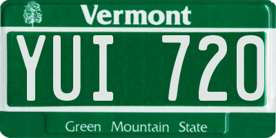 VT license plate YUI720
