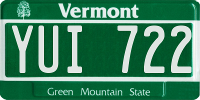 VT license plate YUI722
