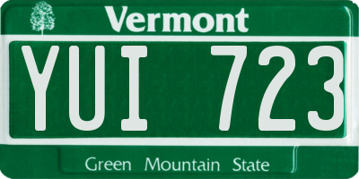 VT license plate YUI723