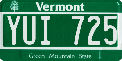 VT license plate YUI725