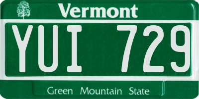 VT license plate YUI729