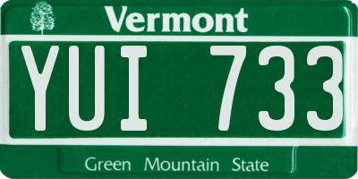 VT license plate YUI733