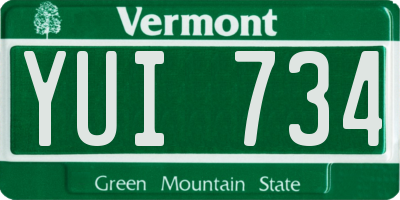 VT license plate YUI734