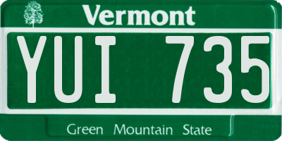 VT license plate YUI735