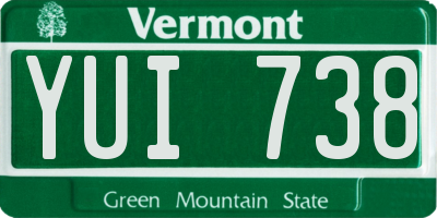 VT license plate YUI738