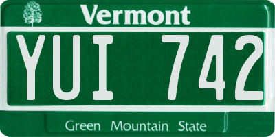VT license plate YUI742