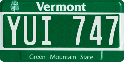 VT license plate YUI747