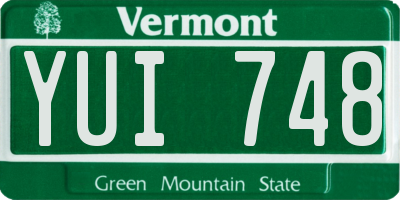 VT license plate YUI748
