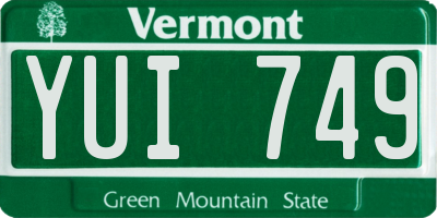 VT license plate YUI749