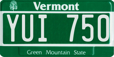 VT license plate YUI750